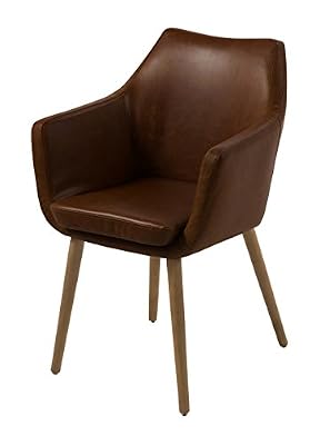 AC Design Furniture Morteens Chaise à accoudoirs Nicholas I - Imitation cuir - Chocolat