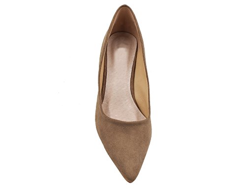 Greatonu Spitz Pumps Nubukleder Kitten Absatz Pointed Toe - 4