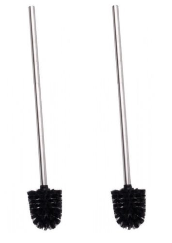 2 x WC Bürsten XXL Bürste Toilettenbürste Klobürste Bad Klo Toilette Edelstahl Set + 1 gratis Mircofasertuch 35 x 30 cm (2er Set XXL Länge)