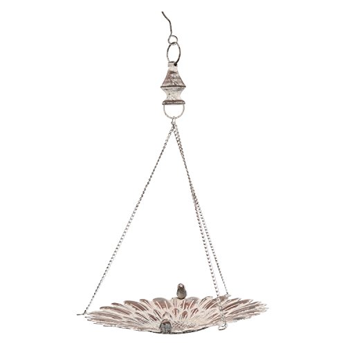 Vogeltränke zum hängen Futterstelle aus Eisen für Vögel mit 2 Vögeln Braun Wasserschale Rostfarben - 2