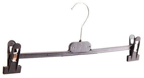 15 Kunststoff Kleiderbügel schwarz mit Klemmen - 2