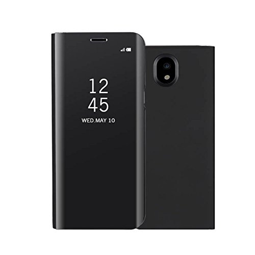 Samsung Galaxy J7 2017 espejo Funda de espejo Flip Case  Espejo Reflexi  n Brillante Ultra fino duro Anti-Scratch de para Samsung Galaxy J7 2017 Negro 