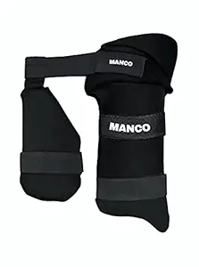 Manco Thigh Guard for Cricket Black Thai pad with Black Strip Thai Guard