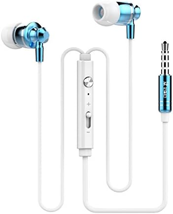 JuSeven - In-Ear Metallic Super Bass High Definition 3.5mm Plug Noise-Isolation Headphones Earphones Earbuds EarPods With built in Microphone & Volume Control For Apple iPhone 6, 6 Plus 5S 5C 5 4S 4/ Samsung Galaxy S6, S6 Edge / Galaxy Note 4 / HTC Lumia Blackberry Sony Xiaomi Blue