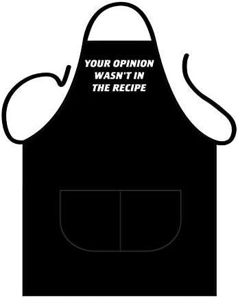 ICONIC APRONS MENS NOVELTY APRON,"YOUR OPINION WASNT IN THE RECIPE"FRONT PRINT,COOKWARE,COOKING APRON,BAKEWARE APRON,BBQ APRON