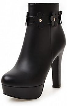 Women's Shoes PU Leatherette Fall Winter Comfort Novelty Fashion Boots Boots Chunky Heel Round Toe Booties/Ankle Boots Flower For Party &amp; , beige , us9 / eu40 / uk7 / cn41