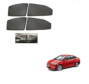 Kozdiko Premium Custom Fit Car Sun Shades Fix Curtains Non Magnetic Mesh Compatible for Hyundai Fluidic Verna 4s