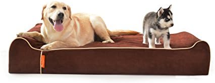 LaiFug Orthopedic Memory Foam Extra Large Dog Bed with Pillow(125x92x15cm, Chocolate) Durable Water Proof Liner & Removable Washable Cover & Smart Design