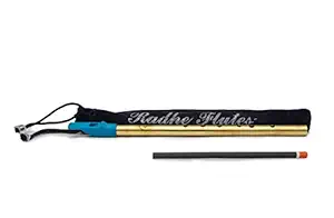 Radhe Flutes Brass Flute Soprano Vertical Blow Scale C Sharp With VELVET COVER