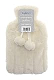 Botella de agua caliente de lujo con mejor peluche con funda de piel sintética (2 L) L (crema)