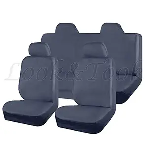 Look&Took Pure Cotton Front and Back Towel Seat Cover for Datsun GO T (Grey)