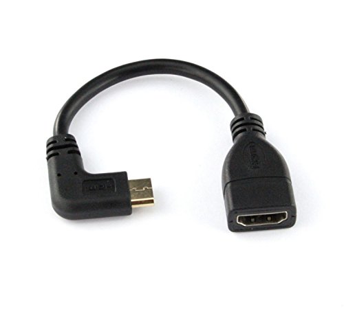 COM-FOUR® HDMI Buchse auf Mini HDMI Stecker Adapter vergoldet schwarz (rechts gewinkelt) - 2