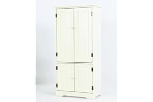 GIANTEX Armario Multifuncional de Dormitorio con 4 Puertas, Alacena de Almacenamiento para Baño,Dormitorio, Cocina, Sala de Estar y Estudio, 58,5 x 32 x 123 cm (Blanco)