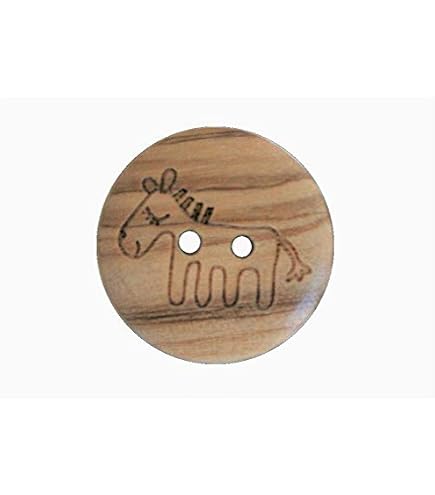 Graziosi bottoni in legno a 2 fori con motivo cane in vero legno di ulivo e venature parzialmente visibili (10 pezzi) (15 mm
