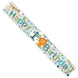 Age 1 Boy Foil Party Banner - Multicoloured Happy 1st Birthday with Lion - 2.6m by Kaleidoscope