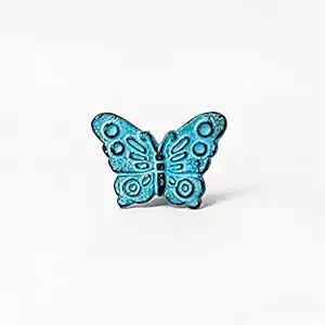 Decokrafts Set of 2 Metal Bule Butterfly Shape for Kids Room Kitchen Cabinet Cupboard Door Knobs Dresser Wardrobe and Drawer Pull