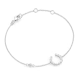 Ankerkette mit Karabiner Smart Jewel Armband Mittelteil Hufeisen Weiss, 19 Cm 925 Sterling Silber