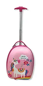 Kidzz Hard Canvas Luggage Trolleybag for Teens - Backpack for Kids, Cartoon Travel Bag Suitcase for Girls/Boys (Unicorn Pink)