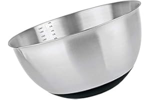 MGE WORLD MGE - Saladier/Bol Mélangeur Avec Base Antidérapante en Acier Inoxydable - Pour Fruits, Légumes, Cuisson, Service et Grignotage - Argent - 26 cm