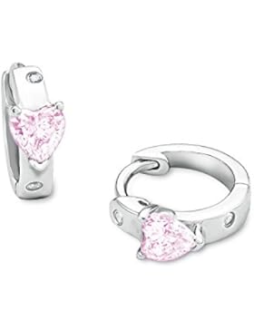 amor Kinder-Creolen Mädchen (Bärenherz Charity Collection) 925 Sterling Silber rhodiniert Zirkonia rosa - 556071