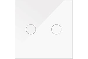 M LEDME WESA - Doble Interruptor Táctil de cristal Blanco empotrable, Caja de cristal con pantalla táctil, con material de montaje y con indicador LED