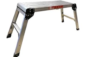 SUPER7 Super odd Job Aluminum Hop Up Standing Bench Folding Stool Platform Ladder Step Portable Heavy Duty Medium Professional Silver Bench