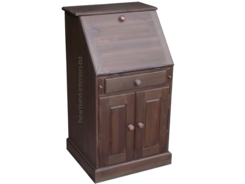 Solid Pine Bureau, Handcrafted & Waxed Writing Desk in Dark Oak Wax. Choice of colours, No flat packs, No assembly (TWBD01)