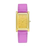 Luckhome Damenuhr Analog Quarz Uhr Mit Leder Armband Mode Farbe Strap Digital Dial Lederarmband Armbanduhren Lange Viereckige Armbanduhr Nagel(Lilac)
