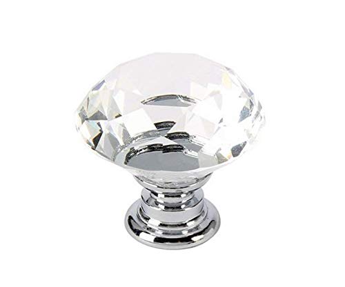 Eshowy, 1 pomello da 40 mm in cristallo trasparente con taglio a diamante, per porte, armadietti, cassetti e decorazioni per la casa