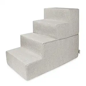 Best Pet Supplies Foldable Pet Steps/Stairs with CertiPUR-US Certified Foam Sand, 4-Steps (H: 22
