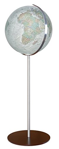 Preisvergleich Produktbild Columbus DUO ALBA Leuchtglobus Standmodell: OID-Code, handkschiertes Kartenbild auf Acrylglaskugel, Kugeldurchmesser 40 cm, Meridian und Säule aus Edelstahl, Fuß aus Makassar-Echtholzfurnier