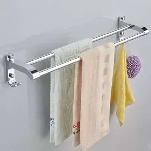 FILOX Aluminum and Stainless Steel Towel Rod/Towel Rack for Bathroom/Towel Bar/Hanger/Stand/Bathroom Accessories (24 Inch Double Rod Towel Holder)
