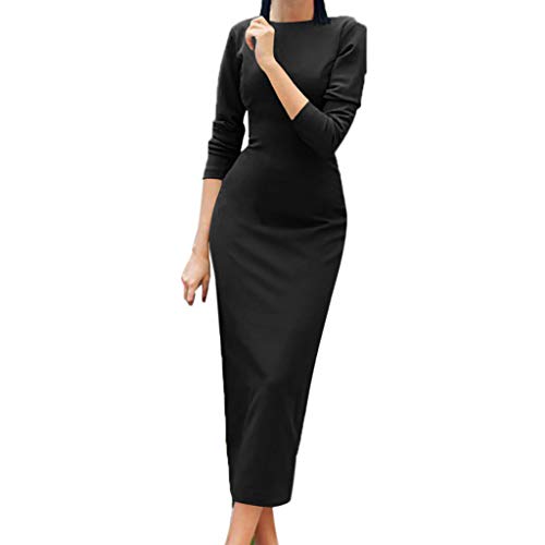 Preisvergleich Produktbild MarryoU Damen Cocktailkleid Rückenfreies Kleider für Hochzeit Elegant Maxikleider Glänzend Hoch Geschnitten Abendkleider Langärmliges Maxi Damen Abendkleid Frauen Mode Langarm Party Kleid