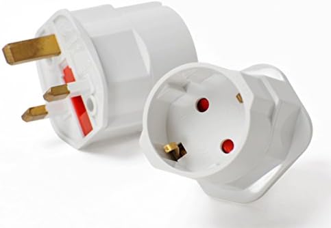 STECKER2 by Teknub – Set-of-2 twin-pack EU to UK mains socket outlet adapter, suitable for travel to UK from across Europe, Russia, parts of Asia and South America