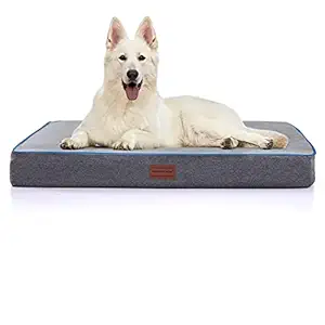SunStyle Home Waterproof Dog Bed for Dogs & Cats Up to 75lbs Large Dog Bed with Orthopedic Egg Crate Foam & Removable Washable Cover Grey Mattress Pet Mat Bed