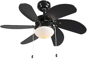 Qazqa fresh - Ventilateur de plafond Moderne - 1 lumière - Ø 800 mm - Noir - Moderne - Éclairage intérieur - Salon I Chambre I Cuisine I Salle à manger
