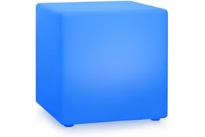 ‎BLUMFELDT Blumfeldt Shinecube XL Gartenlampe mit LED-Beleuchtung in 16 Farben, Größe: 40 x 40 x 40 cm, Licht-Modi: Strobe, Flash, Fade, Smooth, wasserdicht, Fernbedienung, Akku, In-/ Outdoor, Material: PE, weiß