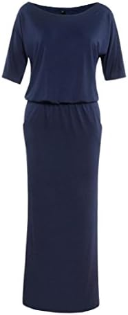 Women Dress, SHOBDW Women Summer Long Maxi BOHO Evening Party Dress with Pocket (S, Navy blue)