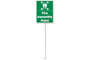 GEROCLONUP Fire Assembly Point Yard Sign With Stakes Outdoor Lawn Yard Signs 8 x 12 inch