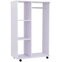 Homcom Armoire penderie Armoire de Rangement Mobile Panneaux de Particules Blanc