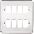 MK Grid Plus K3438BRC 8-Module Grid Frontplate - Brushed Chrome