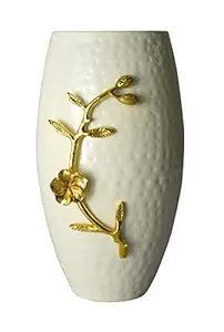 Wens Aluminium Flower Vase (Aluminium, 14 cm x 14 cm x 25 cm, White)