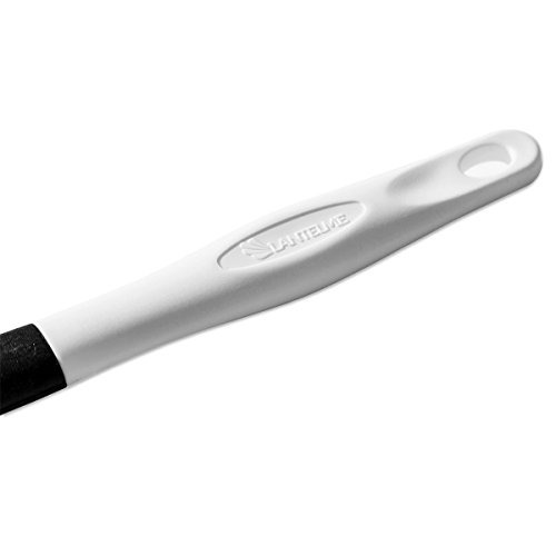 6 tlg. Küchenhelfer Set Hitzebeständig Kunststoff bis zu 260 °C mit Pfannenwender Spaghettilöffel Kartoffelstampfer Service Löffel Suppenkelle und Schaumkelle . Spülmaschinenfest . Farbe weiß / schwarz - 2