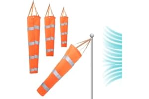 VIFERR Windsock Wind Measurement Sock Nylon Airport Windsock Weatherproof Wind Sock Rip-Stop with Reflective Belt for Farm Outdoors Airport,bright orange and white colours(0.8m)