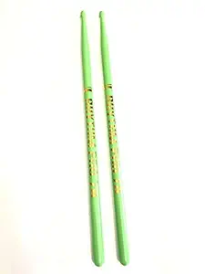 Rhythm Pro Drum Sticks 7A Green wooden for drums & octapads with pouch/cover free.