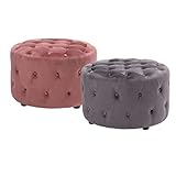 chesterfield hocker weiss Runder Polsterhocker mit Samtbezug und Knopfheftung im Chesterfield-Stil