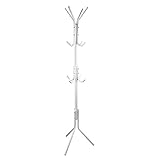 Ahorro de espacio: 175 x 43 x 43 cm (largo x ancho x alto). El elegante perchero de pie ocupa poco espacio y ayuda a organizar sus accesorios diarios bien. Material resistente al agua, a la corrosión y superficie de plástico pulverizante que hace que se sienta genial y lo suficientemente resistente para satisfacer las necesidades a largo plazo.