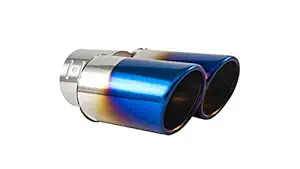 Automaze Universal Fits Car Straight Burnt Round Shaped Exhaust Dual Twin Tail Muffler Tip Pipe 60mm (Model-B2008)