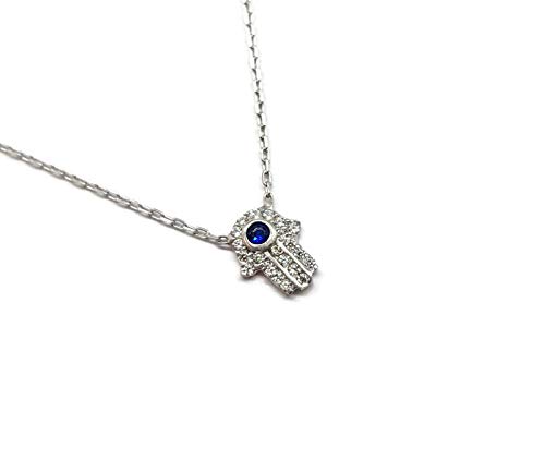 Mystic Jewels By Dalia Collar Mano de Fatima con Colgante de Buena Suerte - Minimalista - Plata de Ley 925 para protegerte (Plata)