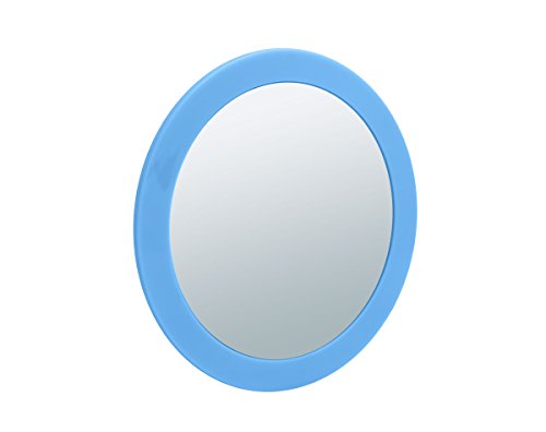 Sanwood 6650921 Nelly Kosmetikspiegel 5-fach Vergrößerung Aufsatzspiegel mit Saunäpfen und farbigem Rand, Acryl, aqua, 15.7 x 15.7 x 2.5 cm